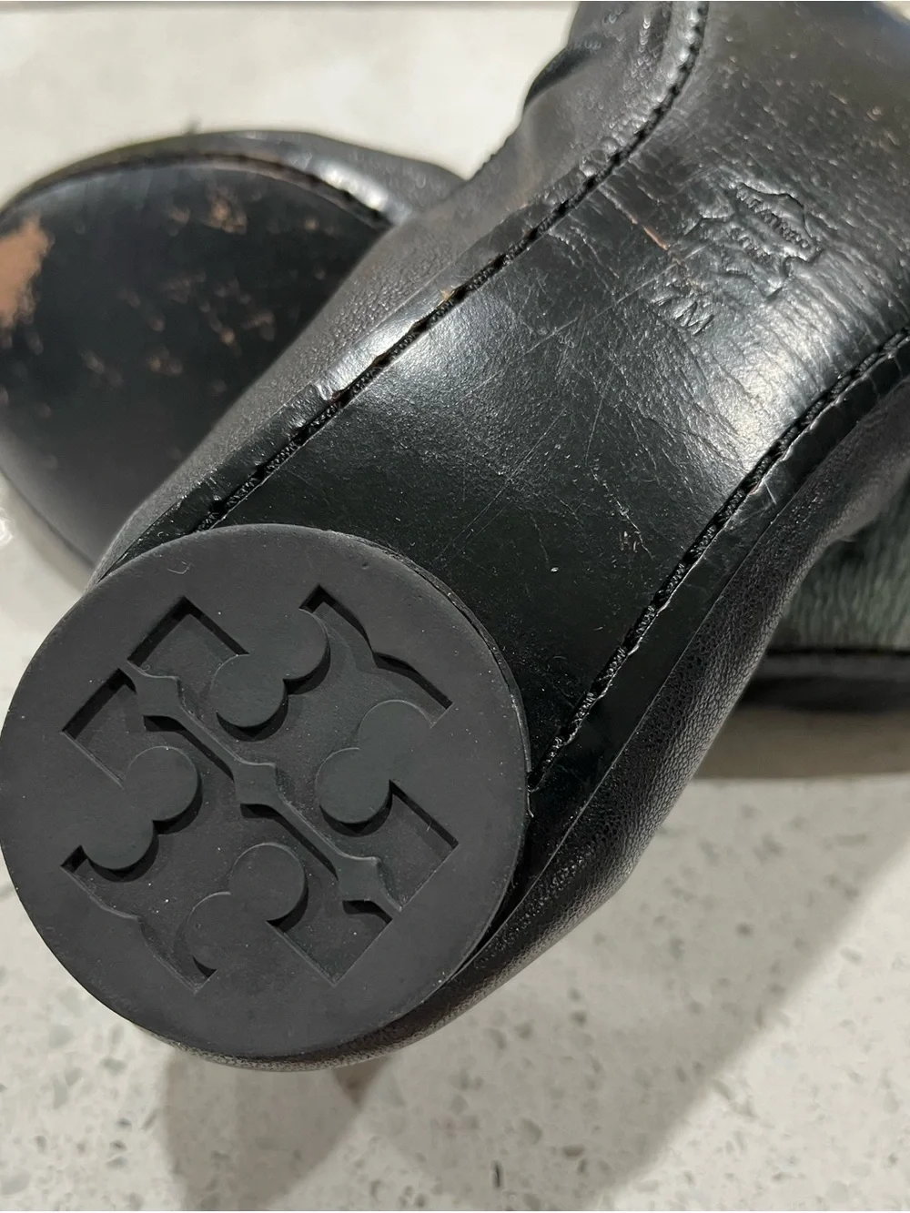 Tory Burch Amelia Black Leather Ballet Flats Size 7 Very Good Condition No Box